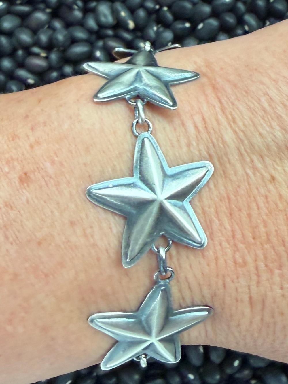 Handmade Sterling Silver Star Link Bracelet by Robert Johnson